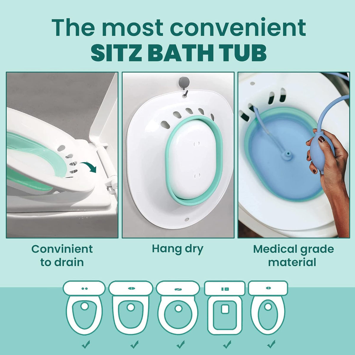 Portable Sitz Bath Tub for Toilet Seat – Hemorrhoid, Piles & Postpartum Recovery Soak